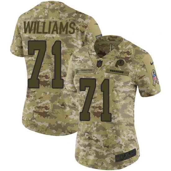 Nike Redskins #71 Trent Williams Camo Women Stitched NFL Limited 2018 Salute to Service Jersey